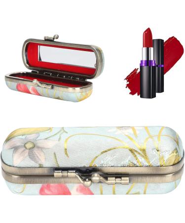 Yinhing Vintage Lipstick Holder Case with Mirror | Mini Cosmetic Storage Box | Floral Lip Gloss Purse & Jewelry Organizer for Ladies - Buy Online on GoSupps.com