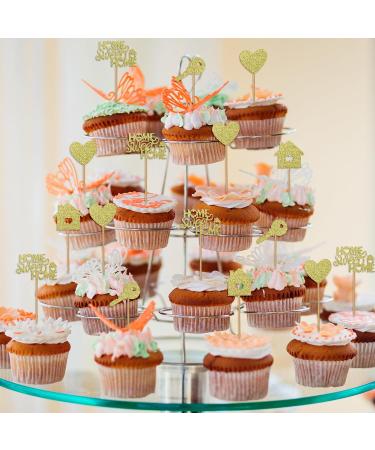 24 PCS Home Sweet Home Cupcake Toppers Gold Glitter Key Housewarming Cupcake Love Cupcake Decorations House Warming Party Decorations Set for Welcome New Home Party Decorations Gold - Buy Online on GoSupps.com