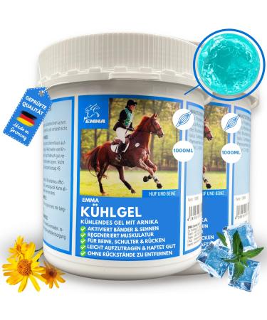 EMMA 2 x Cooling Horse Balm 1000 ml Refreshing Ointment with Arnica Massage Cream for Tendons Joints Muscles and Ligaments Extra Strong Horse Ointment