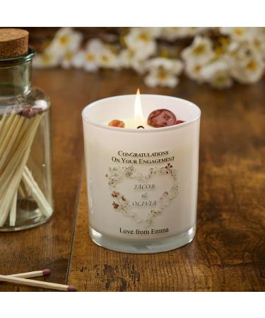 Personalised Candle Gift for Engagement Couple with Watercolour Heart (Lavender) - Buy Online on GoSupps.com