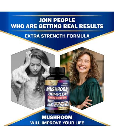 Organic Cadane Mushroom Complex Supplements - Brain Health Immune System Memory & Energy Production - 13in1 with Lions Mane Mushroom Bacopa Reishi & More - 90 Vegan Capsules - Buy Online on GoSupps.com