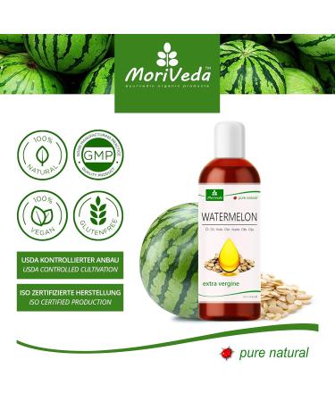 Moriveda Watermelon Oil 100ml - 100% Pure Cold-Pressed Oil for Skin Hair & Beard Care | Vegan Massage Bathing & Food Oil - Buy Online on GoSupps.com