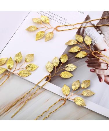 6 Pack Bride Gold Leaf Hair Pins - Vintage Leaves Wedding Hair Clips for Bride & Bridesmaids - Buy Online on GoSupps.com