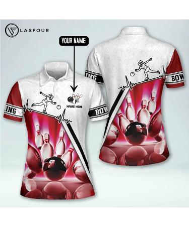 LASFOUR Custom Pink 3D Heartbeat Bowling Shirts for Women - Buy Online on GoSupps.com
