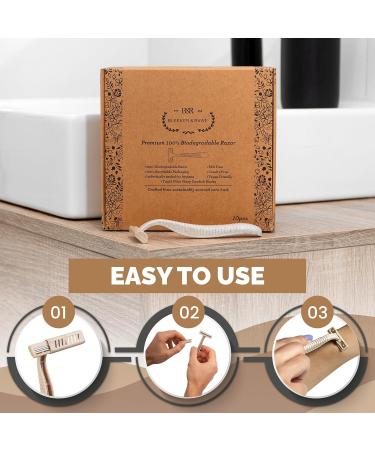 Eco-Friendly Biodegradable Disposable Razors | Bleeker and Rowe | Plant-Based | Triple Swedish Steel Blades | Individually Wrapped (10 - Buy Online on GoSupps.com
