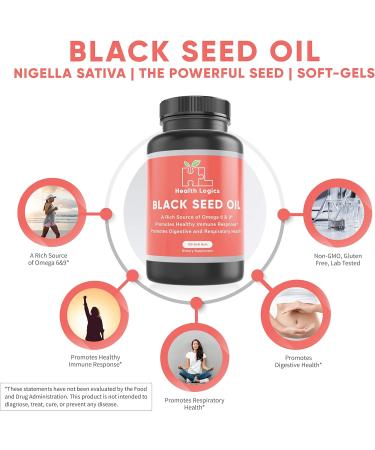 Health Logics - 100 Black Seed Oil Soft Gels - Cold Pressed for Max Potency - 100% Natural - GMO and Gluten Free - Buy Online on GoSupps.com