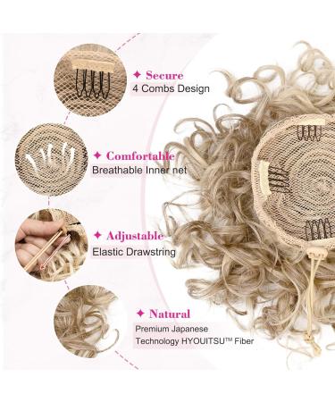REECHO Messy Bun Hair Piece - Large Curly Wave Updo Hairpiece - Dark Ash Blonde - Buy Online on GoSupps.com