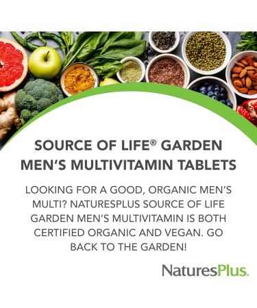 NaturesPlus Source of Life Garden Men s Multivitamin - 90 Tablets - Supports Energy & Healthy Immune System - USDA Certified Organic Non-GMO Vegan Gluten Free Iron Free - 30 Servings - Buy Online on GoSupps.com