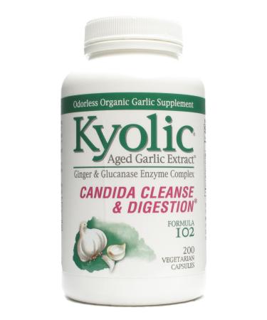 Kyolic Formula 102 Aged Garlic Extract Candida Cleanse & Digestion 200 Vegetarian Capsules