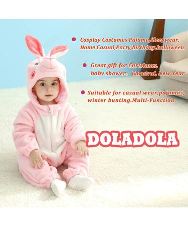 Doladola Baby Cartoon Animal Hooded Onesie Pajamas Romper (0-3 Months) - Rabbit Design - Buy Online on GoSupps.com