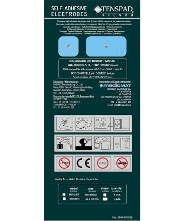 Tenpad Silv Pack: 16 Electrodes Pads for Beurer Bluetens Sanitas & VitalControl | 50x50mm & 50x100mm - Buy Online on GoSupps.com