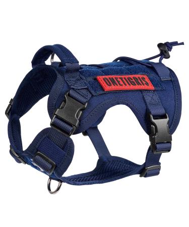 Oneigris dog harness Fire Watcher Tactical Dishes Molle Safety Dog Service Dog Dog Fish with 1 handles and 2 no-pull D-ring 1000D nylon (XS blue) XS blue