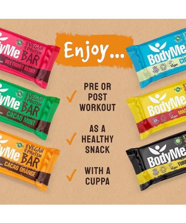 Bodyme Organic Vegan Protein Bar - Mixed Flavor 12x60g Gluten-Free 16g Complete Protein Essential Amino Acids - Ideal Fitness Snack - Buy Online on GoSupps.com