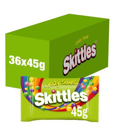 Skittles SKITTLES Crazy Sours - Tangy Fruit Flavored Sweets - Large pack containing 36 bags of 45g - 1.620kg