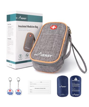 Diabetic Bag Insulin Cooler Travel Case Insulated Medicine Freezer Bag for Diabetes Supplies Keep Medicine Cold with Ice Packs Grey