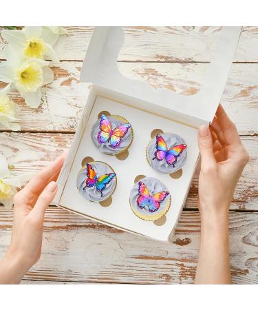 24 x Pre-Cut Beautiful Colourful Multicolour Butterflies Edible Wafer Rice Paper Cupcake Cake Dessert Toppers Birthday Pride LGBT Party Wedding Decorations Butterfly - Buy Online on GoSupps.com