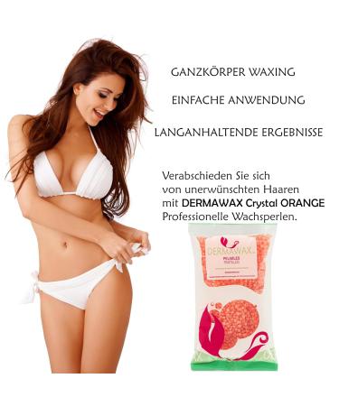 Dermawax Crystal Orange Hypoallergenic Wax Beads - Ideal for Brazilian Full Body Face & Arms Hair Removal | 800g - Buy Online on GoSupps.com
