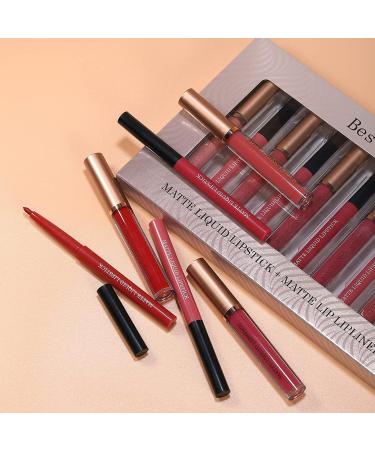 12-Piece Nude Liquid Lipstick & Lipliner Set - Long Lasting, Waterproof, Matte Finish - 24-Hour Stay, Non-Fading - Makeup Gift for Women (Set B) - Buy Online on GoSupps.com