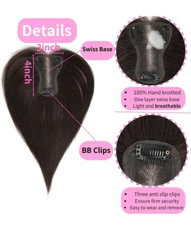 GULALUUK Hair Topper for Thinning Hair Women - Clip in Hair Piece 120 Density 3x4 Inch Swiss Base - Dark Brown 10inch - Buy Online on GoSupps.com