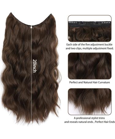 20 Inch Chestnut Brown Halos Hair Extension | Invisible Wire Hair Extensions | Long Wavy Synthetic Hair Pieces for Women - Buy Online on GoSupps.com