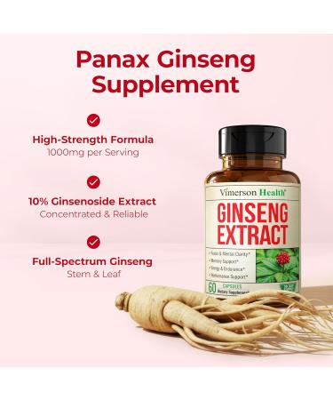 Full-Spectrum Panax Ginseng for Men & Women 1000mg (10% Stem & Leaf Extract) Korean Ginseng Supplement for Focus Energy Performance & Mental Clarity Support Memory Supplements with Asian Ginsing - Buy Online on GoSupps.com