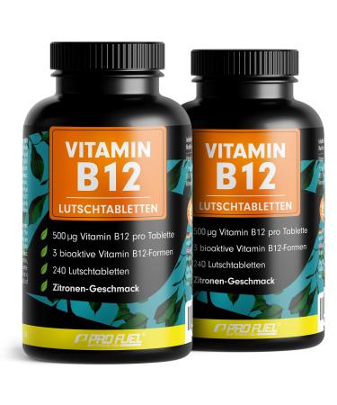 Vitamin B12 sucking tablets 480x lemon 500 g active methylcobalamine B12 per tablet delicious taste vegan & high dose B12 tablets for sucking without adding sugar sweetened with xylitol lemon - 2x 240 tablets