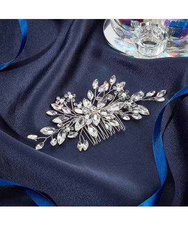 AHANDMAKER Wedding Bridal Hair Comb Rhinestone Pearl Bridal Headpiece Sliver Bridal Decorative Hair Pieces Crystal Flower Comb for Women Wedding Hair Accessories - Buy Online on GoSupps.com