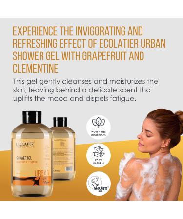 Ecolatier Grapefruit Body Wash - 97.5% Natural & Vegan Revitalizing Grapefruit & Clementine 20.3 Fl Oz - Buy Online on GoSupps.com