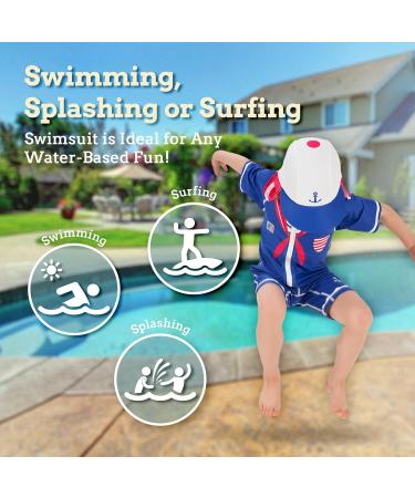 Juicy Bumbles Baby Swimsuit - Short Sleeve One Piece Toddler Swimming Costume - Boys & Girls Swimming Costume (6M-5Y) - Sailor Design - 1 Year Size - Buy Online on GoSupps.com