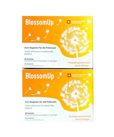 Blossomup drinking powder in hay fever and pollen allergy (orange) 2 pack for 8 weeks - dietary supplements with a refreshing taste - produced in Switzerland 150 g (2 pack)