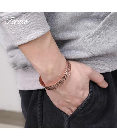 Feraco 12X Strength Wide Copper Magnetic Bracelet for Men - Pure Copper Jewelry Cuff Bangle with Neodymium Magnets - Adjustable, Giftable Box Chain - Buy Online on GoSupps.com
