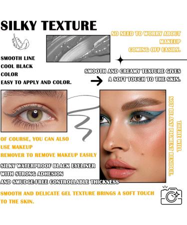 2PCS Black Gel Eyeliner Set Waterproof Eyeliner Pencils Pen Long Lasting Smudge Proof Gel Eyeliner Pen Cream Eye Liner Pen Gothic Halloween Daily Eyeshadow Stick Makeup for Women - Buy Online on GoSupps.com