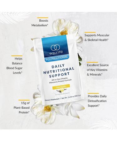 Equilife All-in-One Vegan Protein Powder & Daily Multivitamin - Pure Vanilla 16 oz Bag | Boost Energy, Mood & Gut Health | Skin Health Support - Buy Online on GoSupps.com