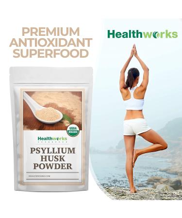 Healthworks Organic Psyllium Husk Powder - 16oz | Raw, Vegan, Non-GMO, Keto | Indian Ground Fiber Supplement - Buy Online on GoSupps.com