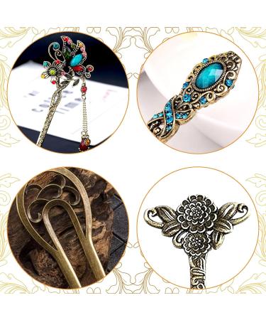 Elegant Benaton 4-Piece Vintage Chinese Hair Needle Set | Antique Bronze Hairpins for Women | Decorative Hairstyle Accessories for Celebrations & Daily Use - Buy Online on GoSupps.com