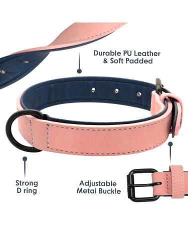 Didog Soft Padded Leather Dog Collar - Adjustable Durable Pink for All Sizes (XL: 40-50 cm) - Buy Online on GoSupps.com