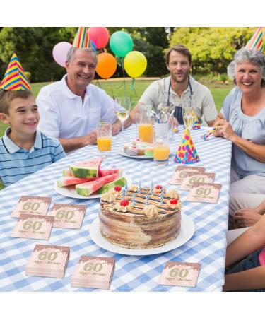 40 Pink Birthday Napkins - 60th Birthday Party Decor | 33x33cm Paper Napkins for Men Women & Girls - Buy Online on GoSupps.com