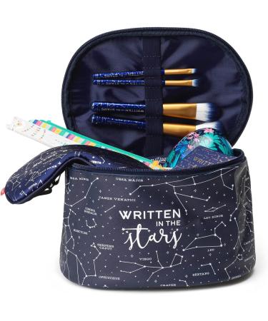 Legami Cosmetic Bag - Spacious Makeup Bag with Zipper Inside Pockets & Brush Holder for Travel | 21 x 19 cm - Stylish Stars Design - Buy Online on GoSupps.com