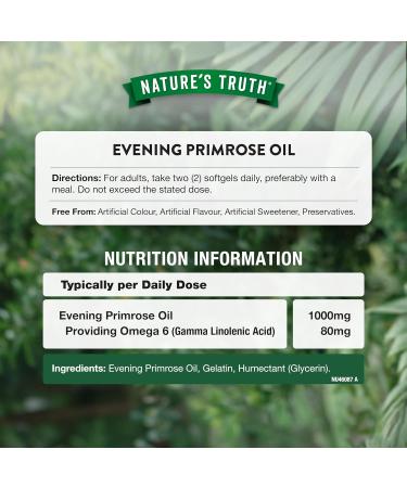 Evening Primrose Oil 1000mg | 120 Softgel Capsules | High Strength Omega 6 and GLA | by Natures Truth - Buy Online on GoSupps.com