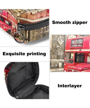 Vintage-Red London Double-Decker Bus Menstruation Bag with Zipper | Women's Napkin & Tampon Collector | Stylish & Functional Travel Accessory - Buy Online on GoSupps.com