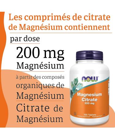Now Foods Magnesium Citrate 200mg Magnesium 100 Vegan Tablets Lab Tested Vegetarian Gluten Free Soy Free Non-GMO - Buy Online on GoSupps.com