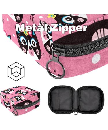 Stylish Menstruation Bag with Zipper - Cute Cat Flower Pattern | Women's Napkin & Tampon Collecting Bag - Buy Online on GoSupps.com
