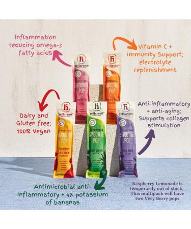 Re-Harvest Provisions Smoothie Pops 5 Pack - Frozen Fruit + Vegetables + Superfoods | Dairy-Free, Vegan, Gluten-Free | Anti-Inflammatory | Eco-Friendly | 1.6oz ea - Buy Online on GoSupps.com