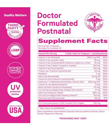 Pink Stork Total Postnatal Vitamins for Women and Magnesium Glycinate for Women - Postpartum Essentials for Mood Support - Buy Online on GoSupps.com