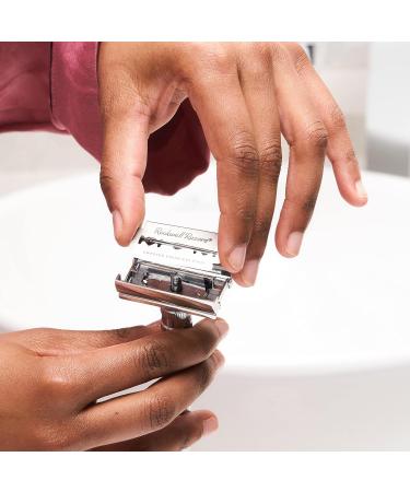 Rockwell Razors T2 Safety Razor - Long Handle Adjustable Settings 5 Blades Travel Bag & Leather Pocket - White/Chrome - Buy Online on GoSupps.com