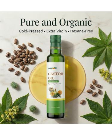 ATAMAZE Organic Castor Oil Cold Pressed Extra Virgin Pure Hexane-Free Castor Oil in Glass Bottle for Hair Growth Eyelash & Eyebrow Care Skin Use - Buy Online on GoSupps.com