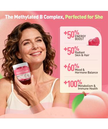 duwhot Methylated B-Complex Vitamins for Women Gummies All B Vitamins with Active B12 Methylfolate Iron Bisglycinate & Women-Targeted Herb Blends 60 Vegan Gummies Sugar-Free Peach Flavor - Buy Online on GoSupps.com