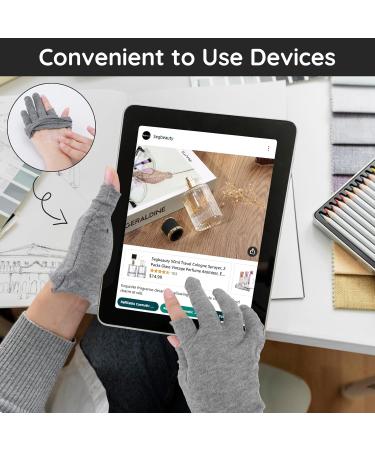 Segbeauty Cotton Gloves - 12 Pairs for Neurodermatitis | Thin Touchscreen Gloves for Women | Gray Exposed Fingers for Dry Hand Repair - Buy Online on GoSupps.com