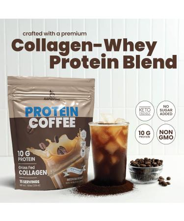 Protein Coffee - 10g Protein & Collagen Keto Friendly 15 Servings Original Blend - Boost Muscle Growth & Energy - Hot or Cold - 100% Robusta - Buy Online on GoSupps.com