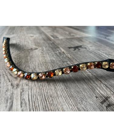 Generic browband with large stones warmblood thoroughbred (thoroughbred 41cm gold/rose gold/brown) thoroughbred 41cm gold/rose gold/brown